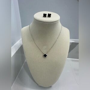 Black clover earring and necklace set